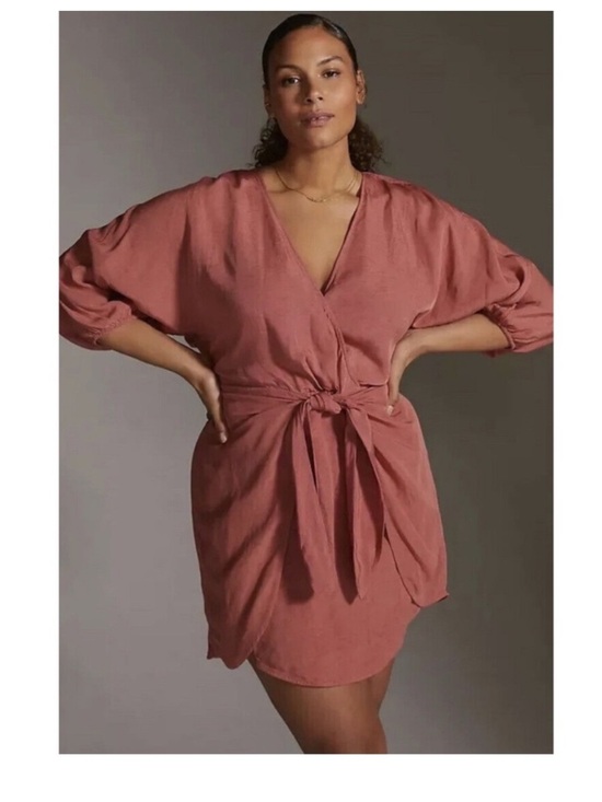 Anthropologie Dresses & Skirts - by Anthropologie NWT Wrap Mini Dress Size 14 Pink/Rose